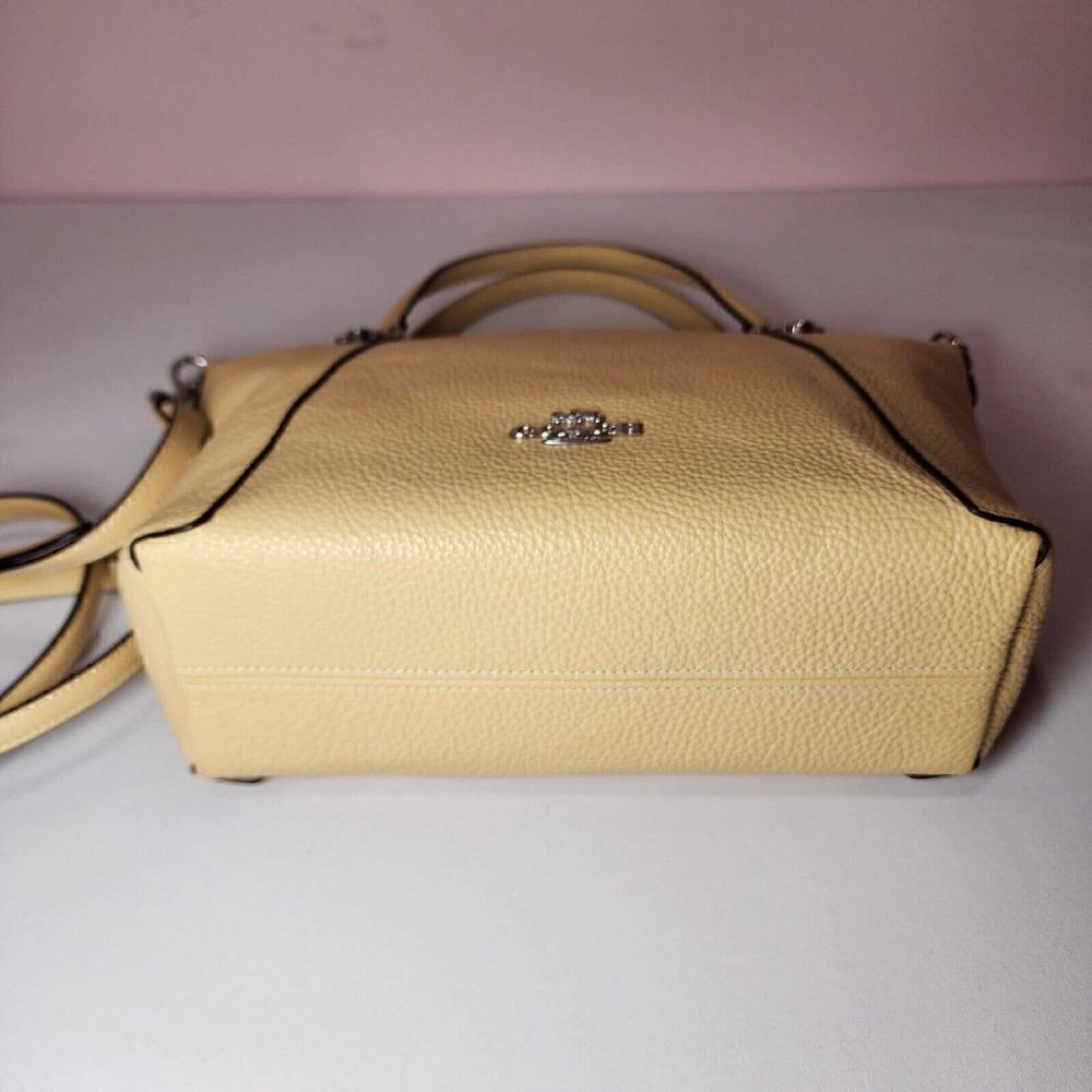 NWT COACH C6229 Kacey Satchel Pebble Leather Shoulder Bag Silver/Vanilla - Picture 6 of 8